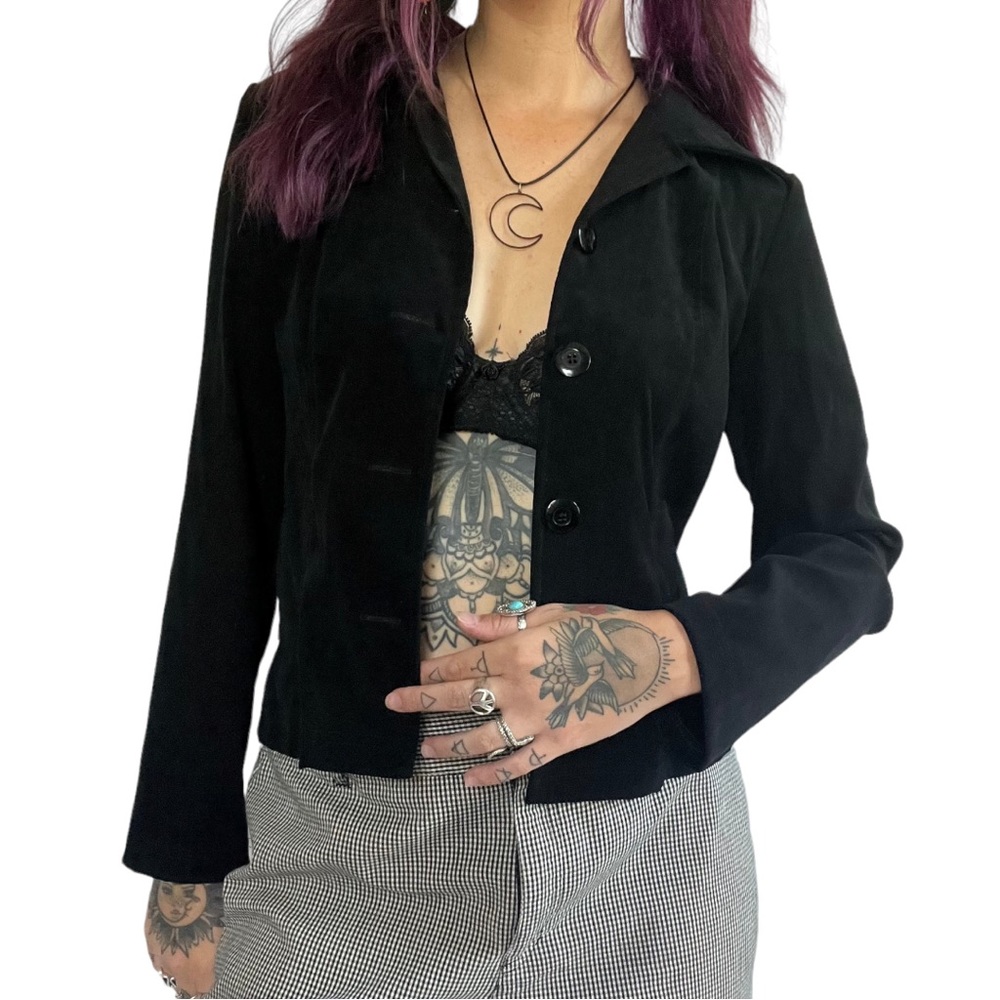 Minimalist Y2K Vintage Black Button Up Blazer • Size Small/Medium 🖤
